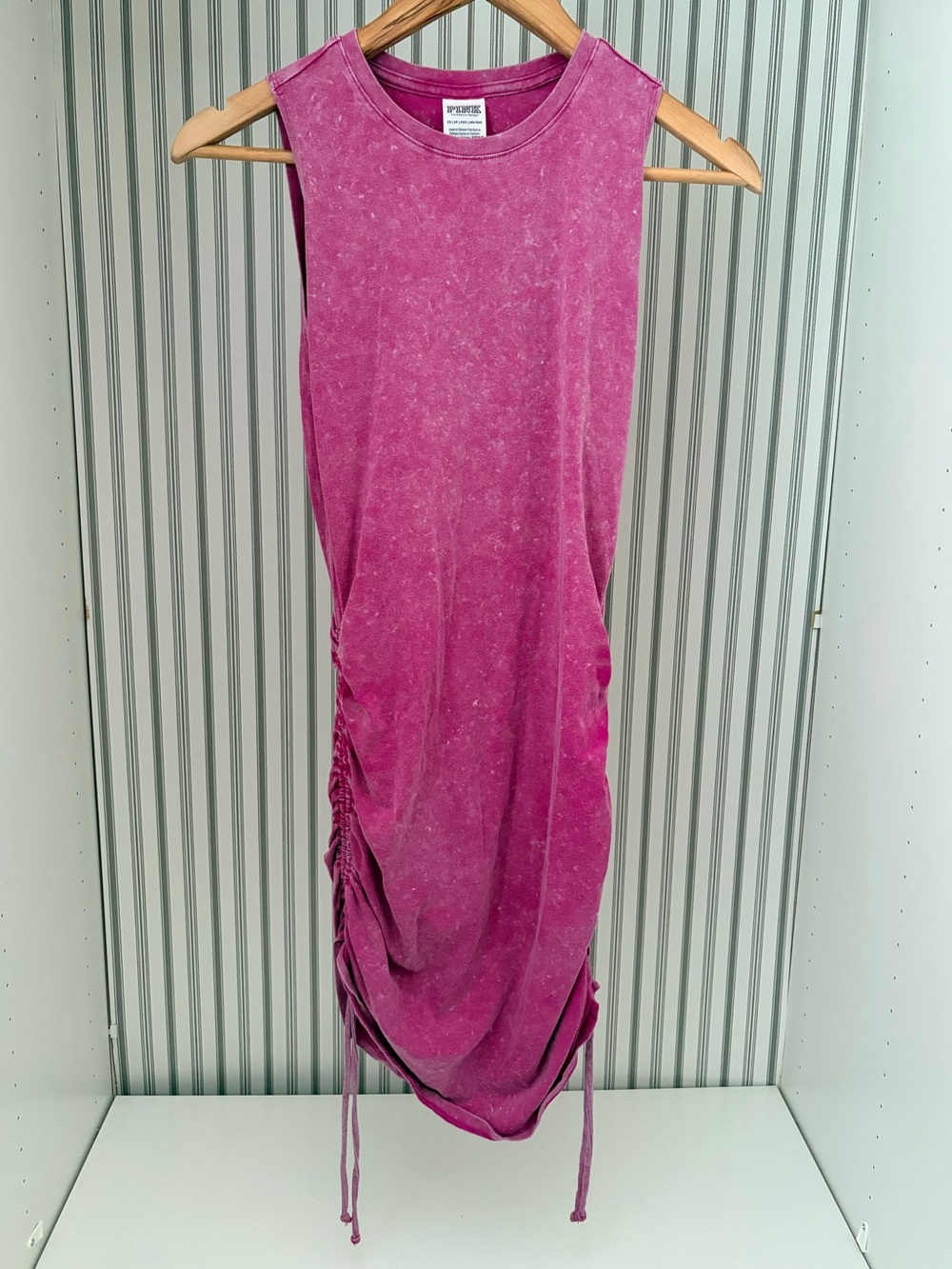 PINK Victoria's Secret Fuchsia Ruched-Side Midi Tank Dress